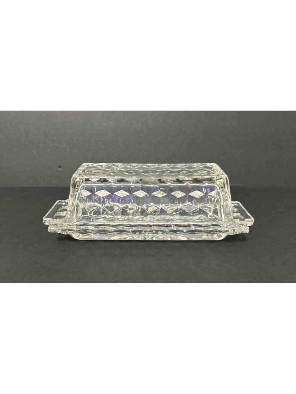 AMERICAN BY FOSTORIA 7 5/8” 1/4 POUND COVERED BUTTER DISH EXCELLENT CONDITION